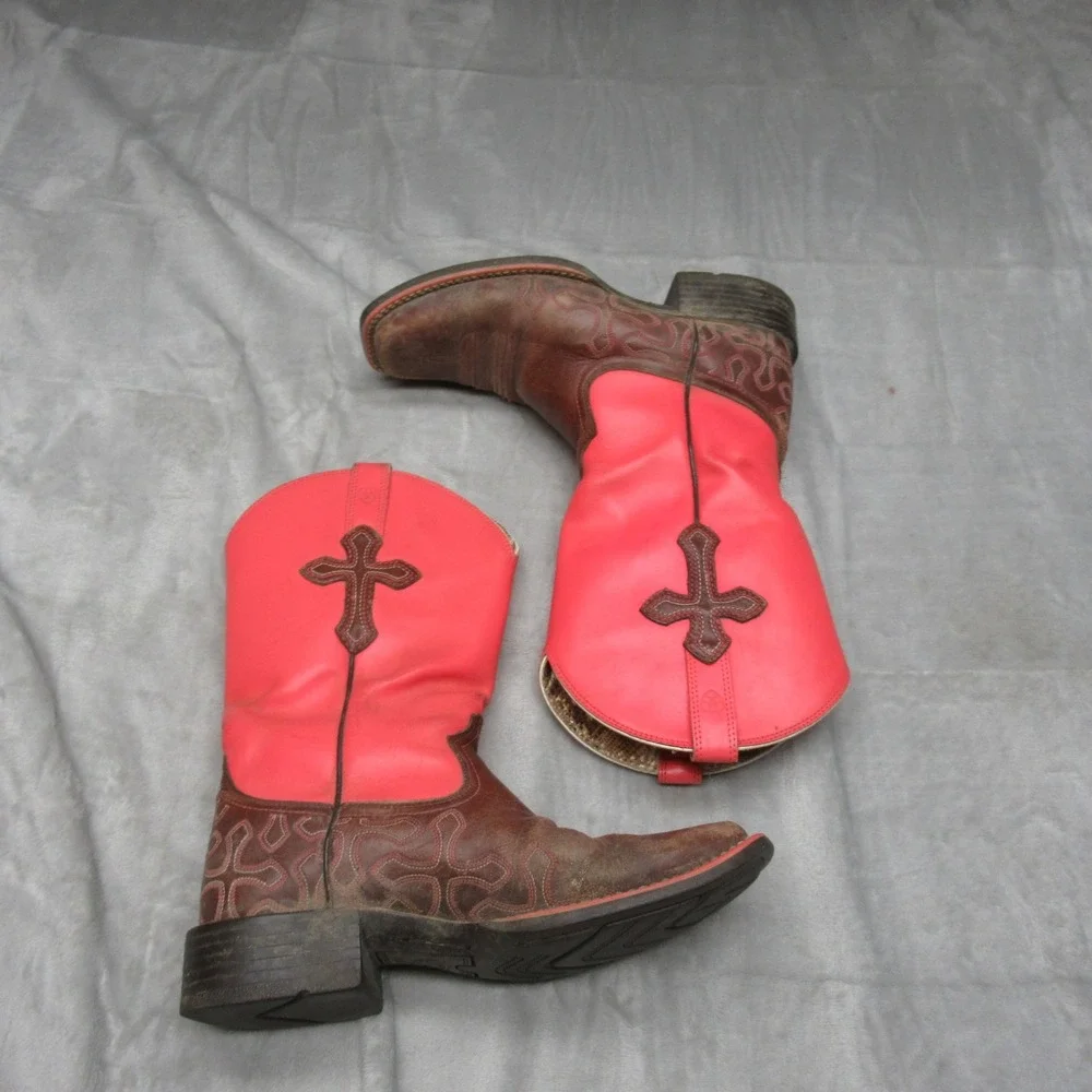 Ariat Womens‎ Crossroads Boots 6.5B Pink Leather Western Cowboy Riding Pull-On - Picture 2 of 11